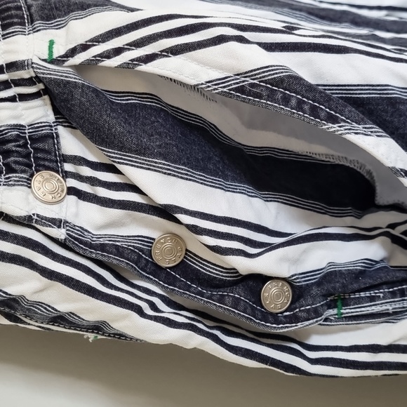 French star overalls, vintage, 90's,blue denim look & white stripes, size L - Picture 4 of 13